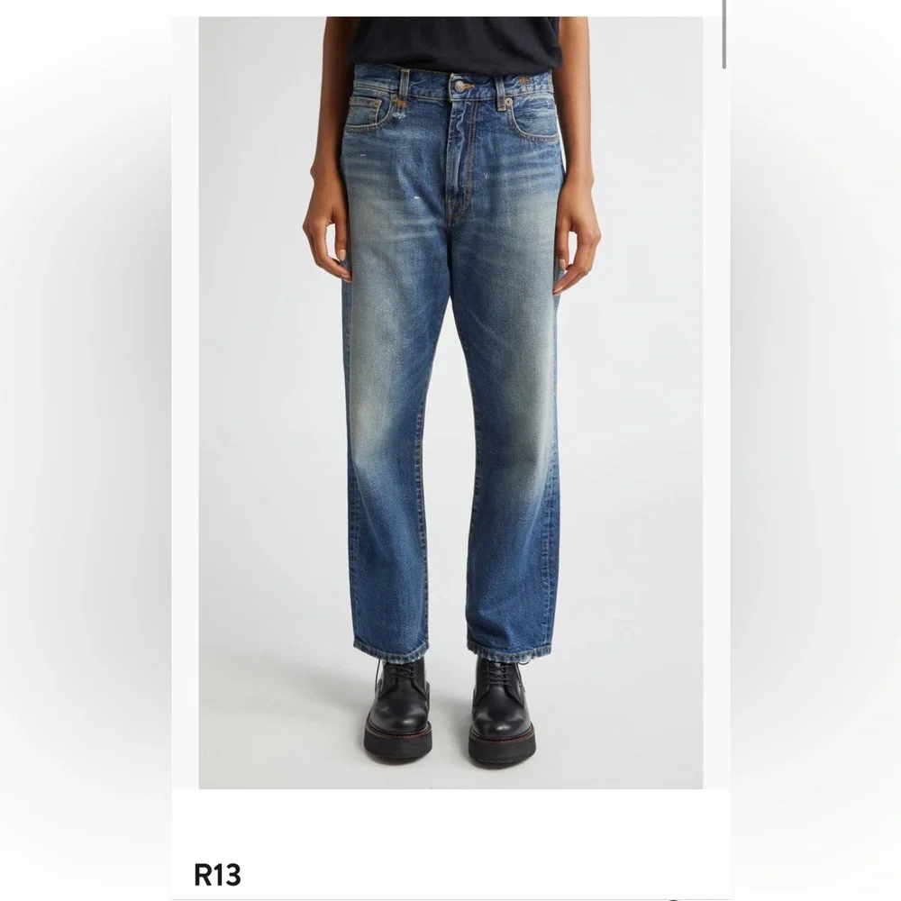 R13 Boyfriend Jeans in Garnet Blue Size 27 - Picture 1 of 9